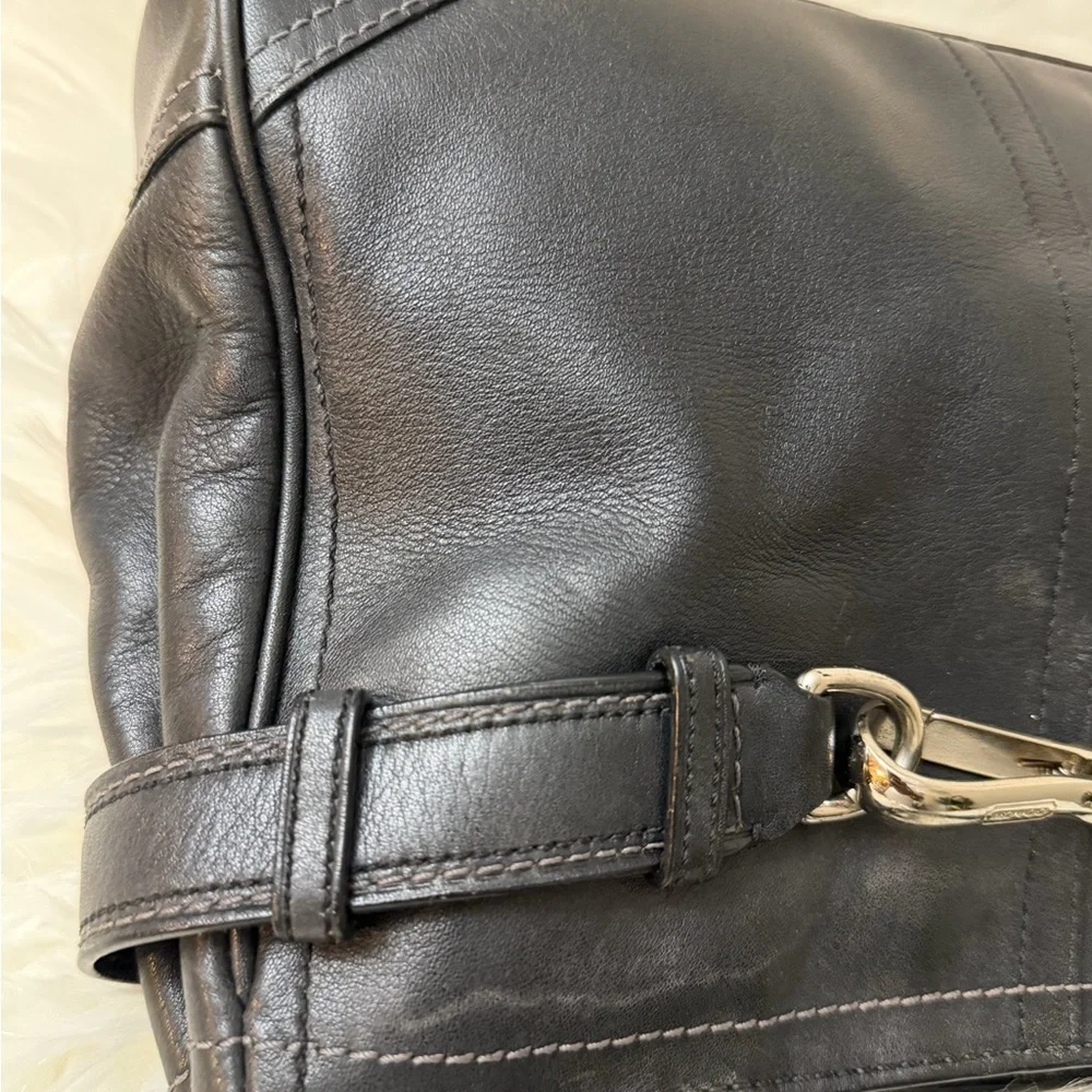 Coach Black Leather Satchel bag F08A70 Hampton with Horse-Bit Hardware - Picture 6 of 10